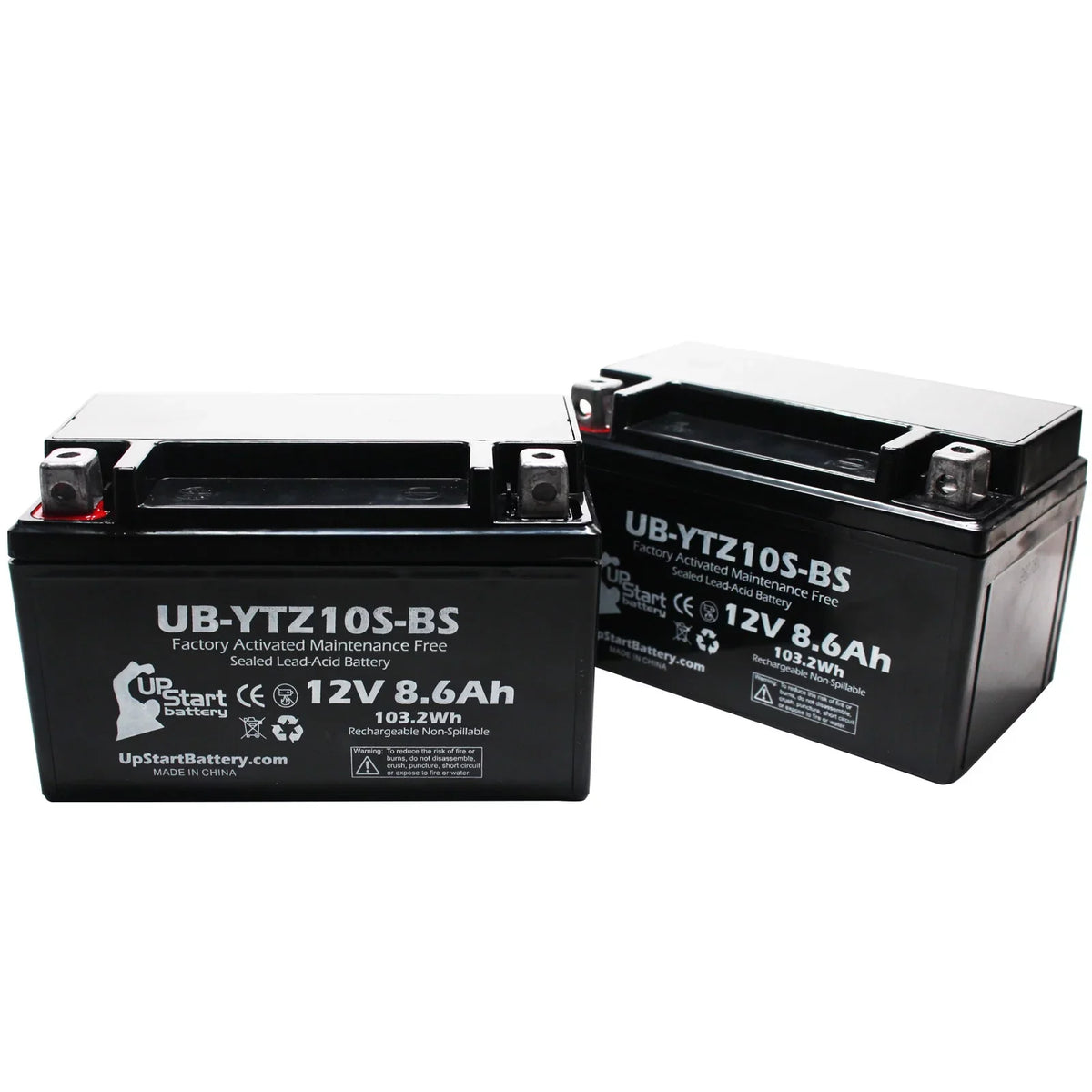 UB-YTZ10S-BS UpStart 12V, - Free, Yamaha 1000CC Maintenance Activated, 8.6Ah, Replacement Battery 2005 Motorcycle Factory Battery YZF-R1 2-Pack