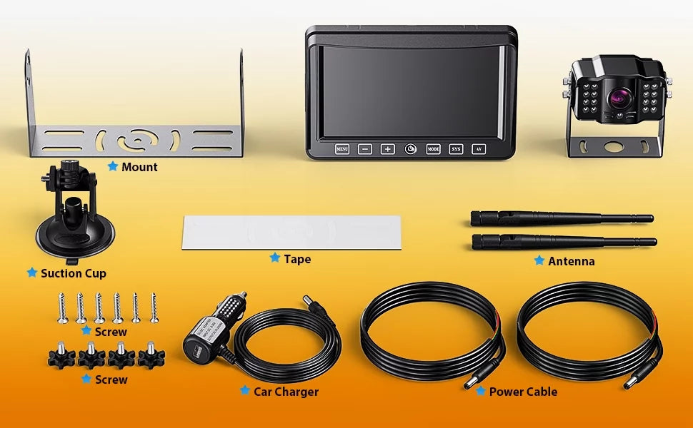 '+ Monitor Trailer, DVR Extra Camper, Kit Touch Camera with Monitor Button Xroose for Range 7” View Motorhome Rear Pickup Signal CM1 Recorder for Long 1080P RV Wireless Camera Truck Backup