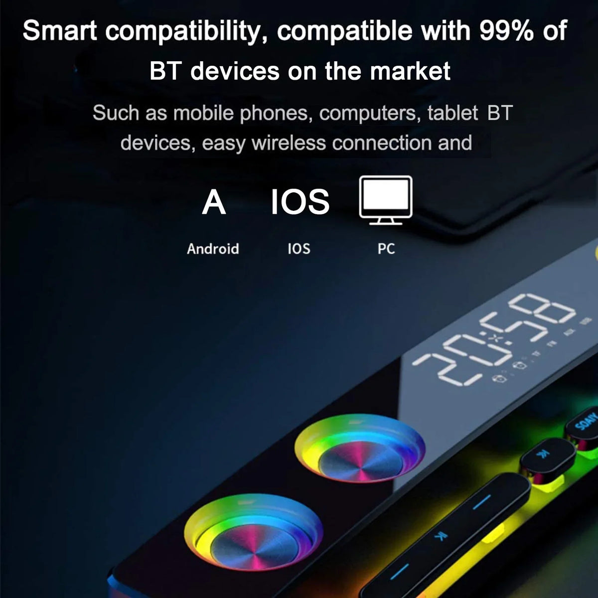 PC Stereo Tablet Stereo Box Computer Bass Input 3600mAh Laptop HiFi BT Speaker for Music Sound Audio Subwoofer Game Speaker Clock Surround Wireless Bar 3D 3.5mm soaiy/SH39 Player Smartphone MP3 Sound