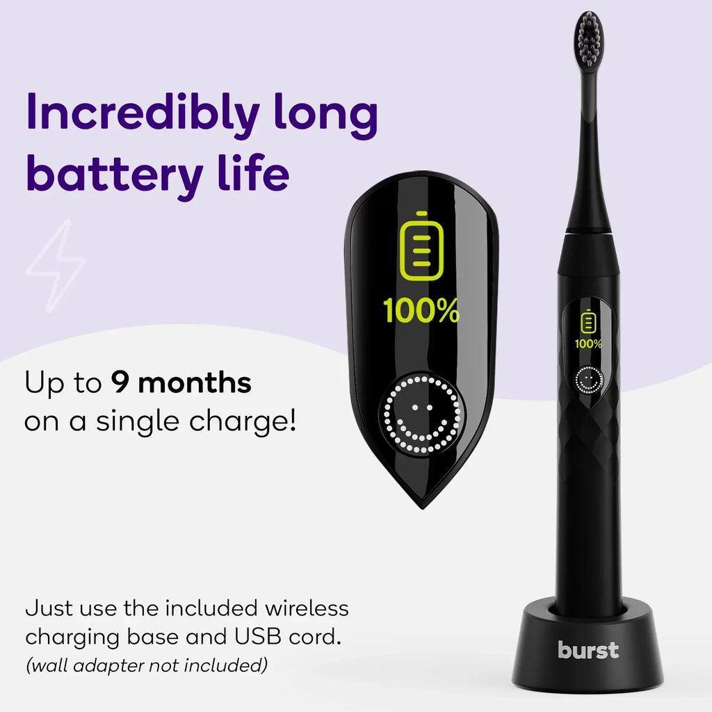 Burst Toothbrush, Sensor, Black Rechargeable Sonic Pressure Pro Electric Toothbrush,