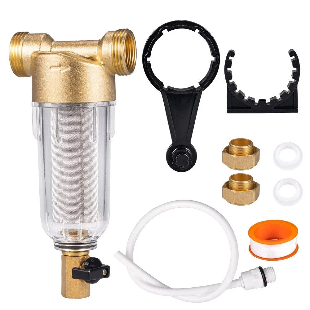 Jahy2Tech Filter Plumbing Pre-Filter Reusable Whole House 50 liquid Sediment Microns