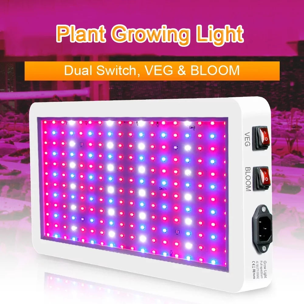 Veg Growing and Hanging Bloom Seedlings Plant 2000W Greenhouse LEDs Dual IP65 for for Lamps Waterproof Indoor Plants Spectrum Flowers Switch 312 Grow Full