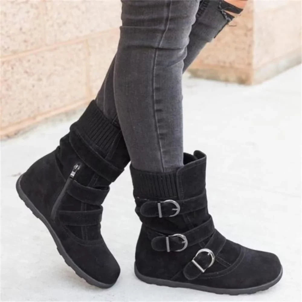 Shoes dimension Women Plus Classic Casual exterior Women Boots Winter Warm Flat Booties Snow Plush Boots Ladies Autumn