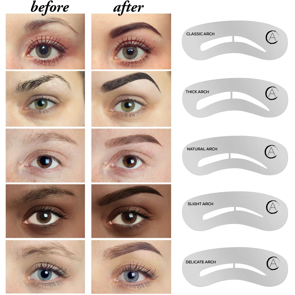 Contour - 6 Palette 5 Spoolie/Brush Powders, Eyebrow Aesthetica Duo, Highlighter, Instructions Kit Tweezers, Eyebrow Stencils, & Makeup - Brow Wax, Brow 16-Piece Eyebrow Concealer