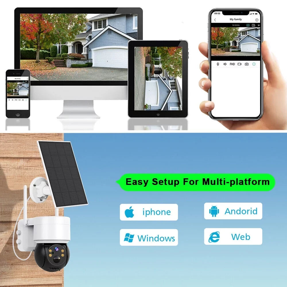 Vision, Siren, Detection, Wireless Way 2 exterior, Camera, Powered 15000mAh Solar Cameras with Solar 2K PTZ PIR Battery, Night Motion Security Audio, Cameras 360 & Color Security Beisu WiFi Spotlight