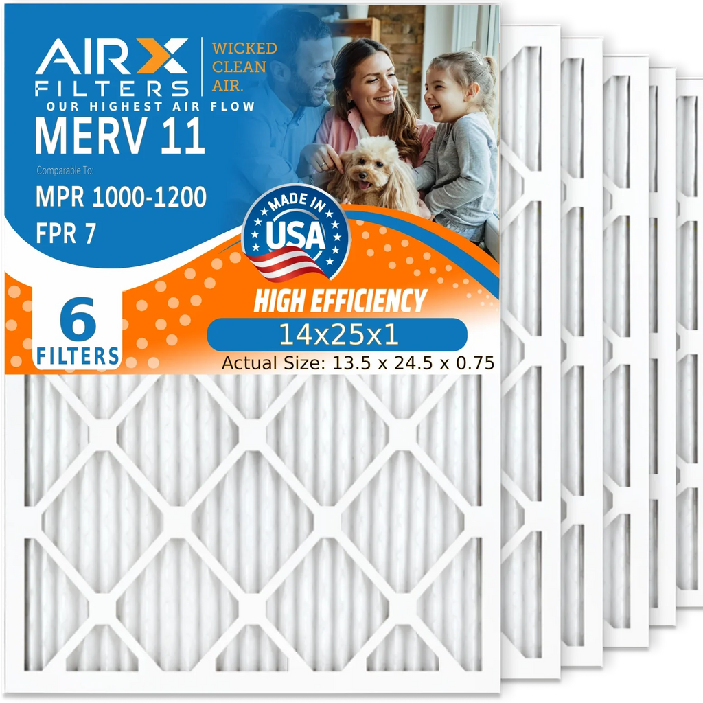 AIR. FPR Made MPR 11 Filter Filter Pleated Air 1000, to FILTERS 14x25x1 Filters CLEAN HVAC MERV AIRX by 14x25x1 USA MPR WICKED 6 7 Air Conditioner Pack & Premium Furnace 1200 Electrostatic Comparable