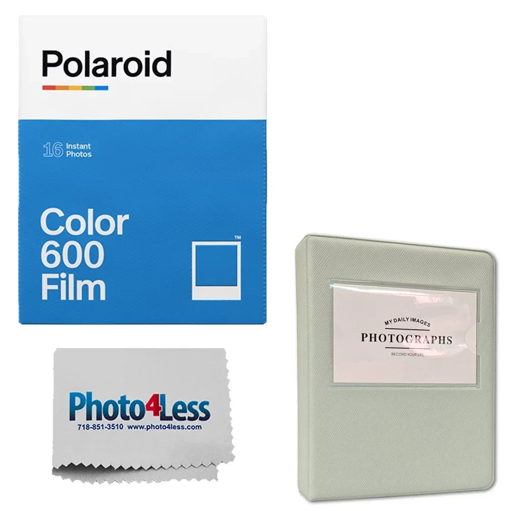 Cloth Holds 600 + Color Polaroid Photo Grey for Prints- 5" pack Phobea Film 32 Double Wide Prints + Album for Leather