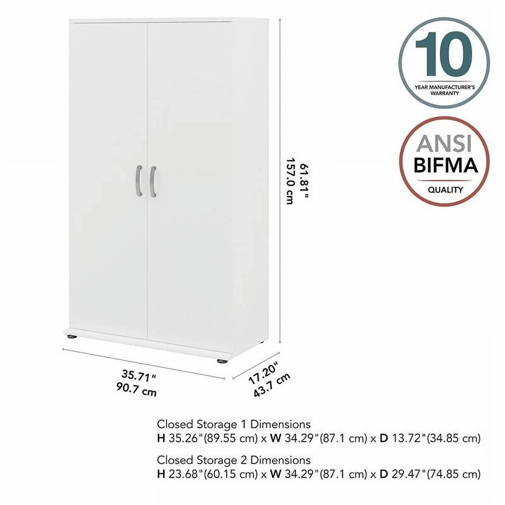 Row Cabinet Storage Engineered Tall in Wood - White Pemberly Garage