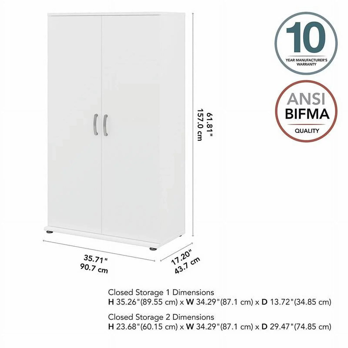 Row Cabinet Storage Engineered Tall in Wood - White Pemberly Garage