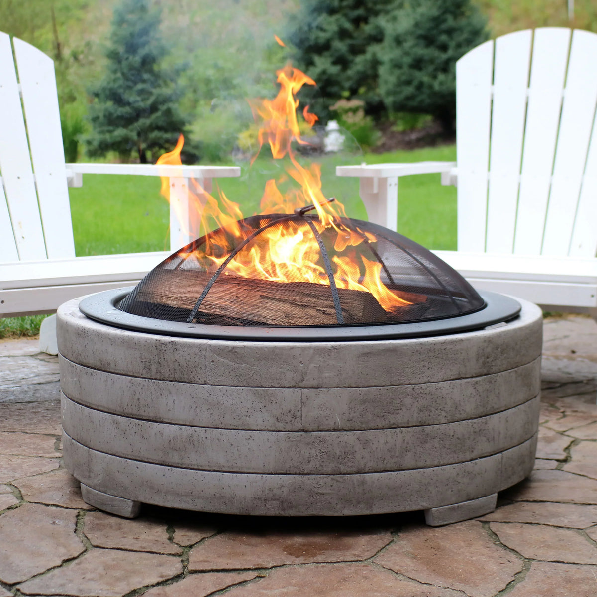 Faux - Spark Ring Sunnydaze Screen Stone 35" Fire with Pit Diameter