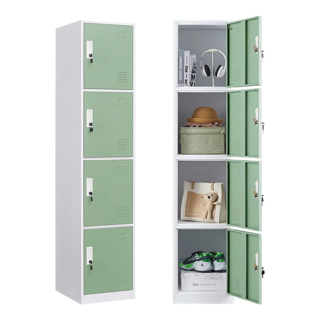 Locker inches School, Ouyessir for Box, Storage Cabinet Home, - Employee 4-tier Office Metal Lock High 71 Lockers Gym, Green