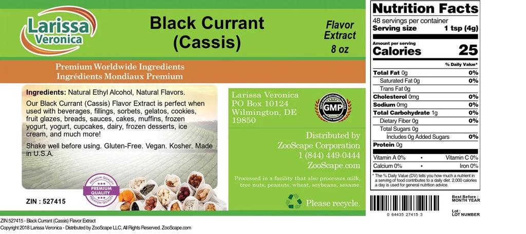 Extract, (Cassis) (Cassis), oz, Veronica Zin: Currant Currant Flavor 2-Pack, 527415) (Black 8 Larissa Black