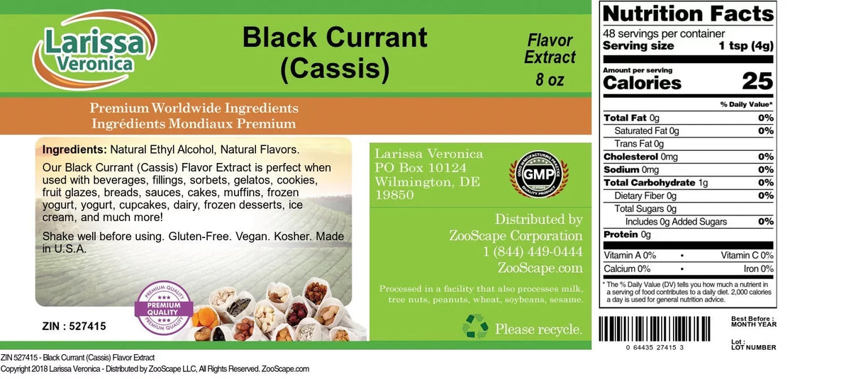Extract, (Cassis) (Cassis), oz, Veronica Zin: Currant Currant Flavor 2-Pack, 527415) (Black 8 Larissa Black
