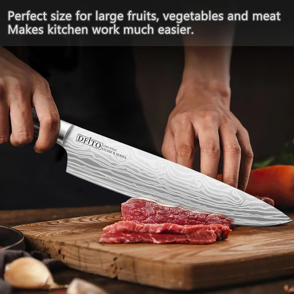 Ergonomic for Gift Carbon Chef DFITO Kitchen Steel Stainless Restaurant Knife, Knives,High or and Professional Blade, Ultra 3PCS Knife Home Handle Box Sharp Set, Chefs