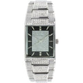 with - Elgin Tank Male Watch FG7029S Center Pave Dial Silver-Tone Adult
