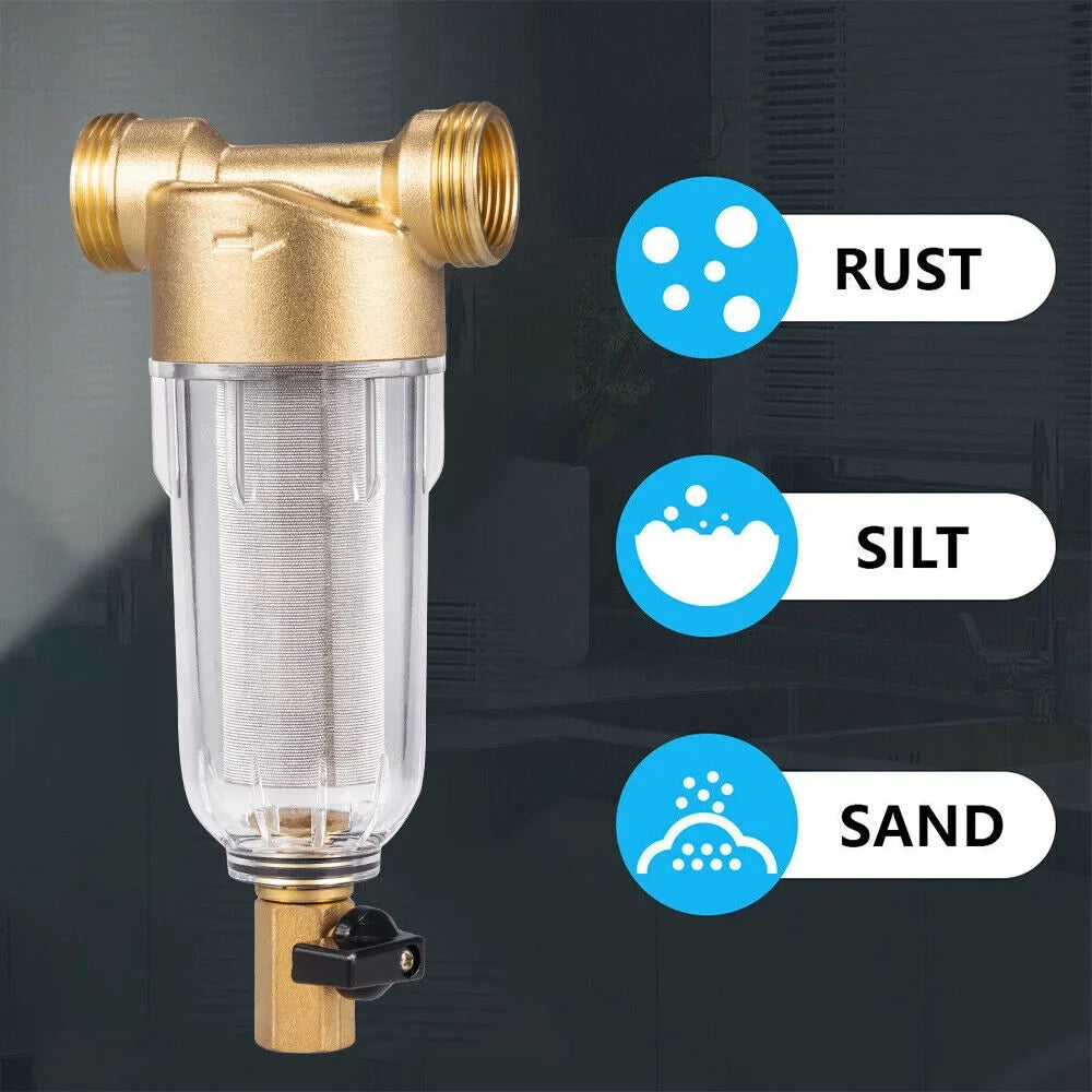 Jahy2Tech Filter Plumbing Pre-Filter Reusable Whole House 50 liquid Sediment Microns