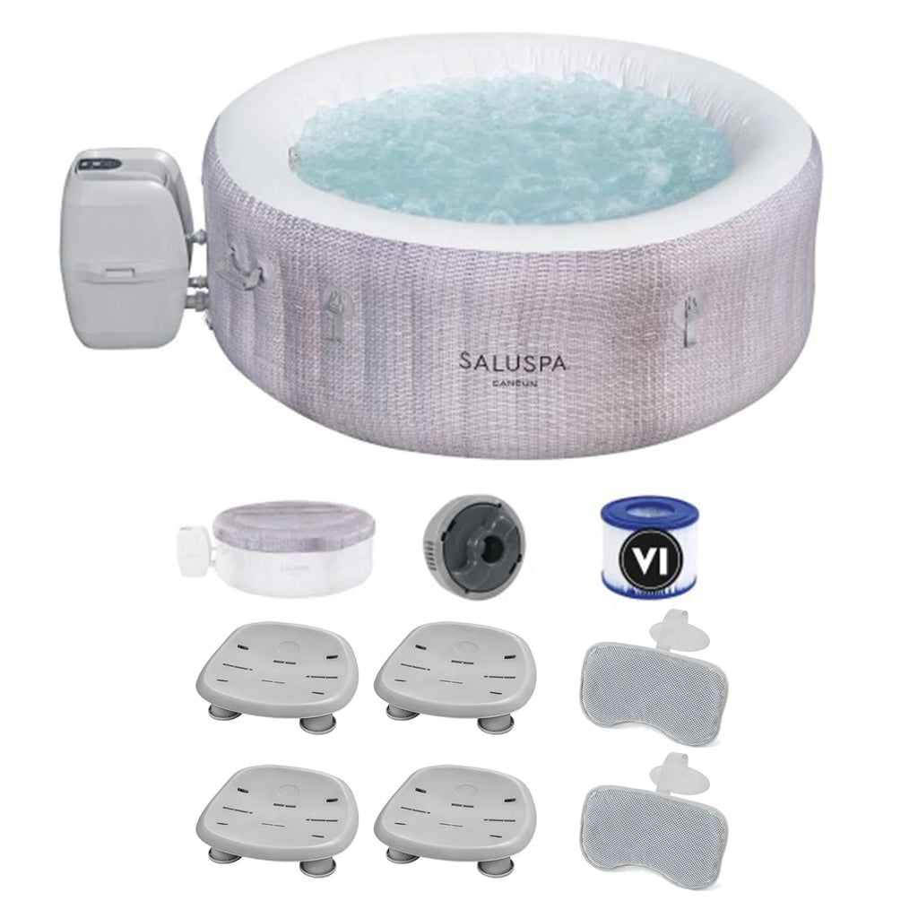 Spa Pillows Hot Cancun Inflatable Seat Bestway w/2 SaluSpa SaluSpa & 2 Tub