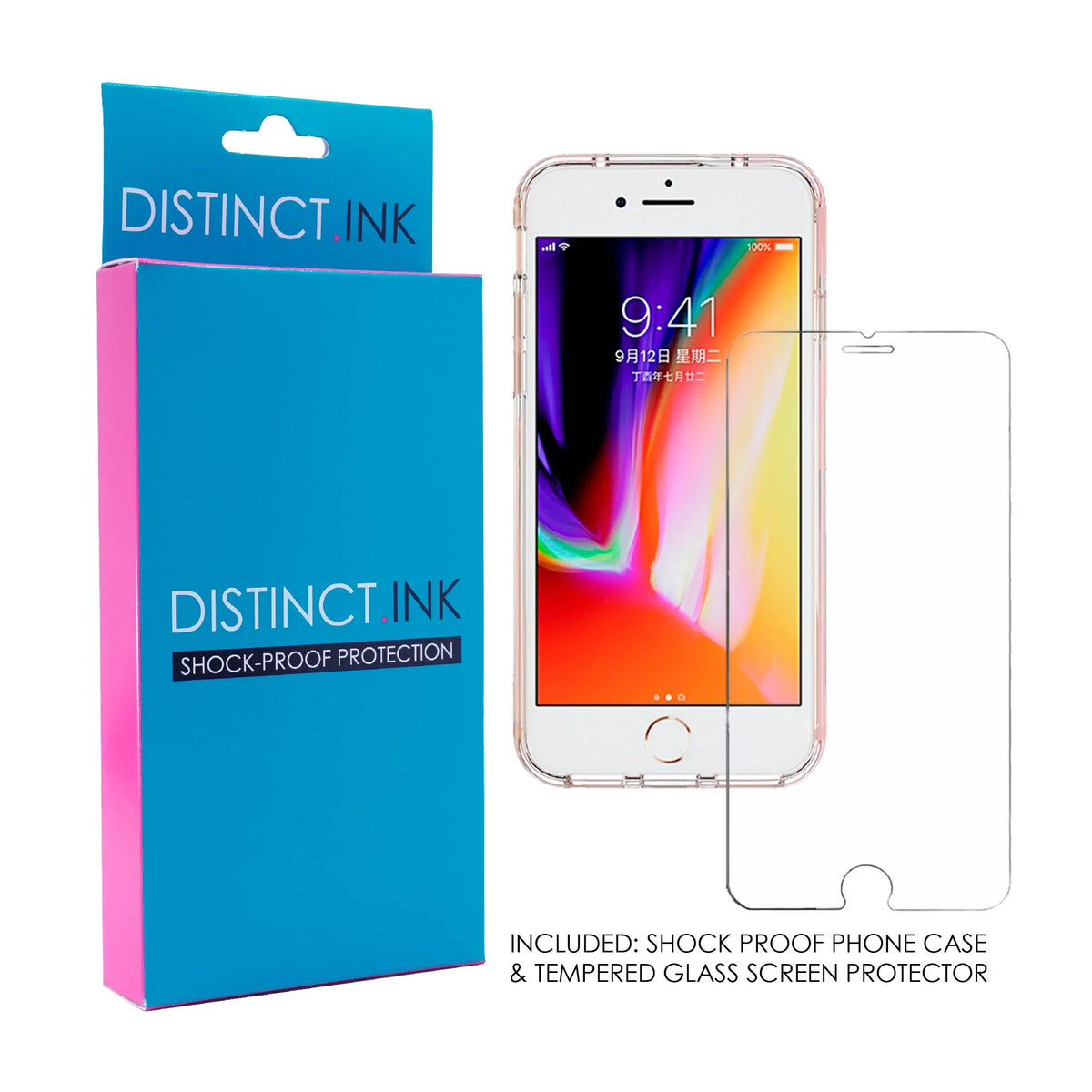 Case I Scuba Rubber Hybrid Go Back Acrylic My DistinctInk PLUS iPhone Tempered (5.5" TPU Diving Screen Clear Wearing Shockproof 8 PLUS Screen) / for Wet - 7 Glass Deep Bumper Protector &