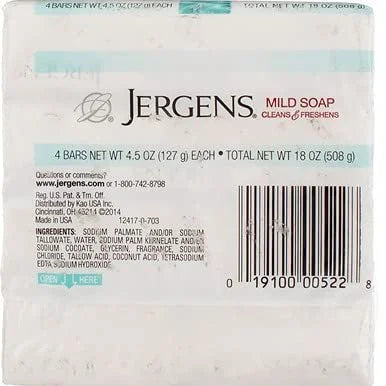 Soap 4.5 Sensitive Mild for Bar Normal Skin, Count) (4 Jergens to oz