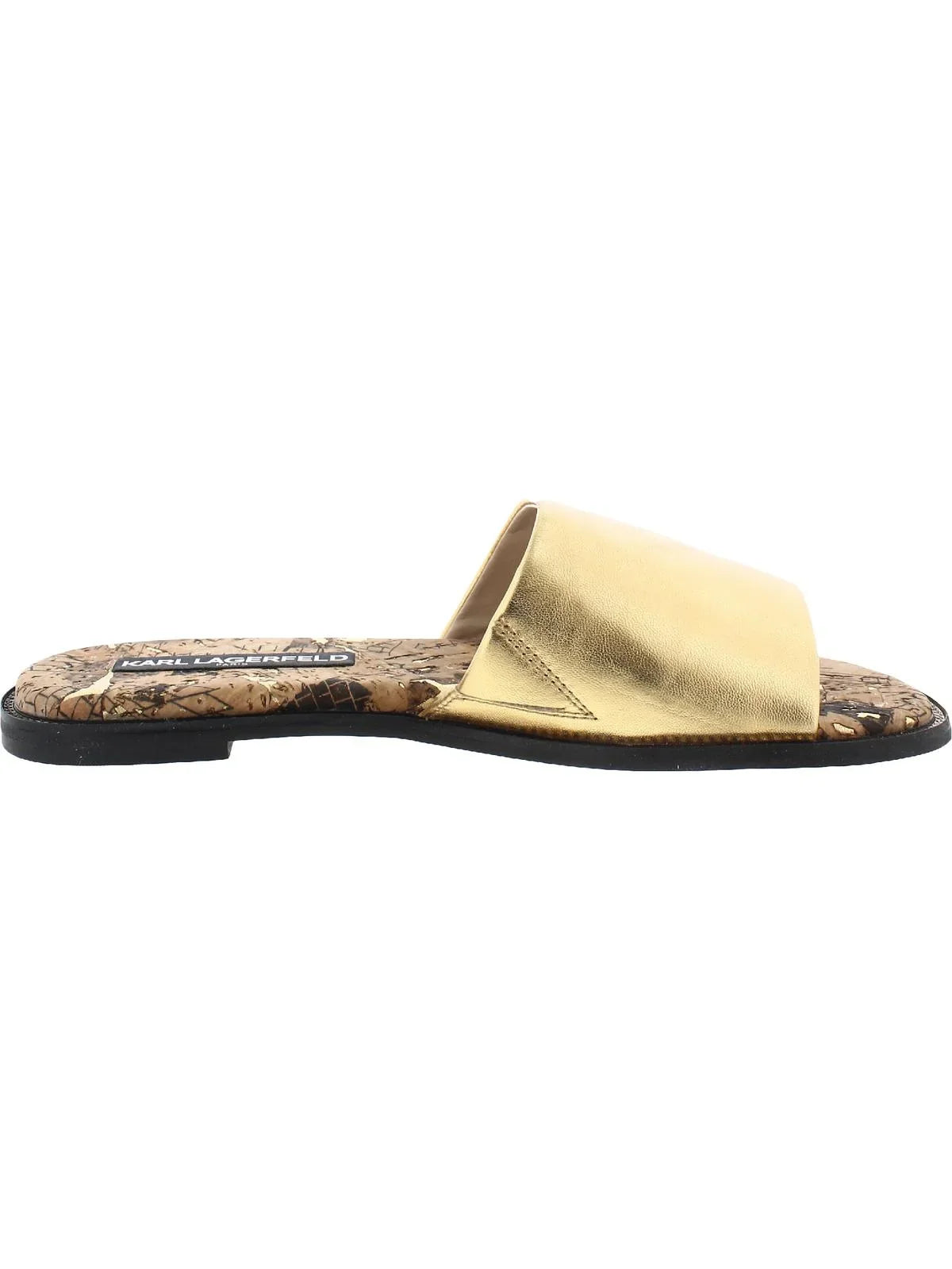 Lagerfeld Flat Karl Paris Gloria Cork Leather Womens Sandals