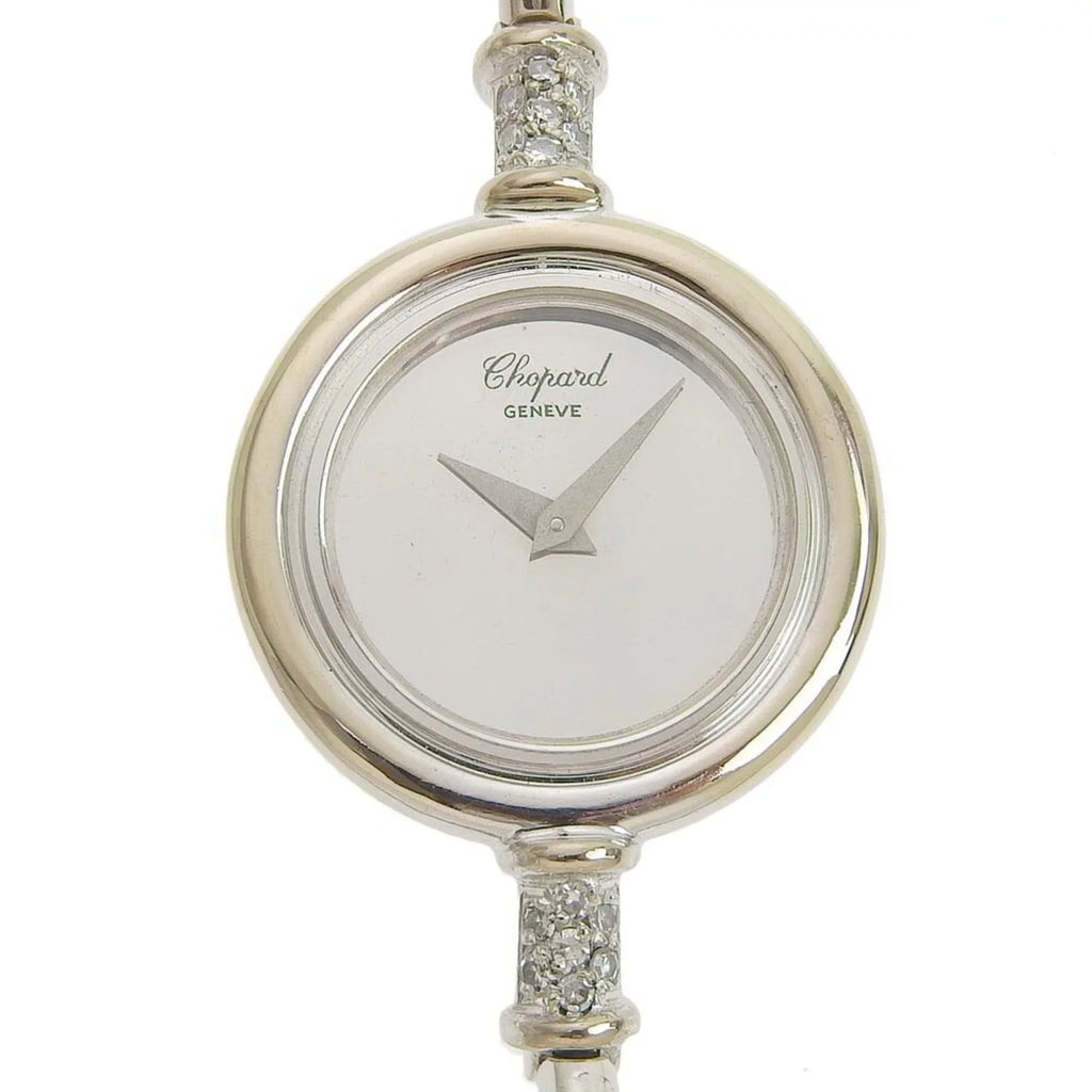 Round Manual (Fair) Diamond x White Watch Pre-Owned Gold Chopard Winding Women's G30171 K18 Dial Silver