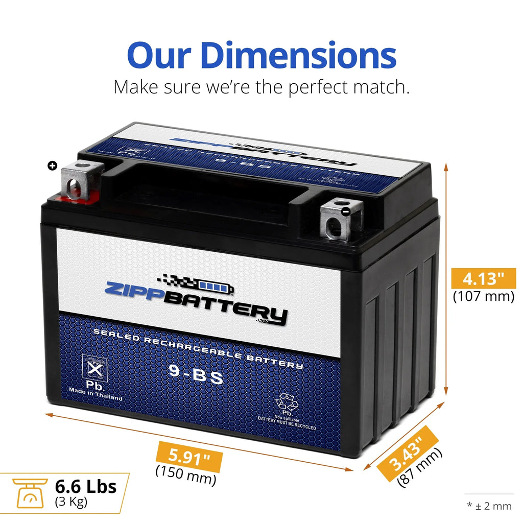 for CCA) 120 Battery 2000 Ktm Volt,8 Battery Ah, (9-BS Adventurer 12 Zipp Motorcycle Duke YTX9-BS 640cc