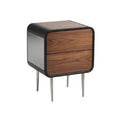 Modern Minimalist Nightstand with Walnut Finish and Sleek Metallic Legs
