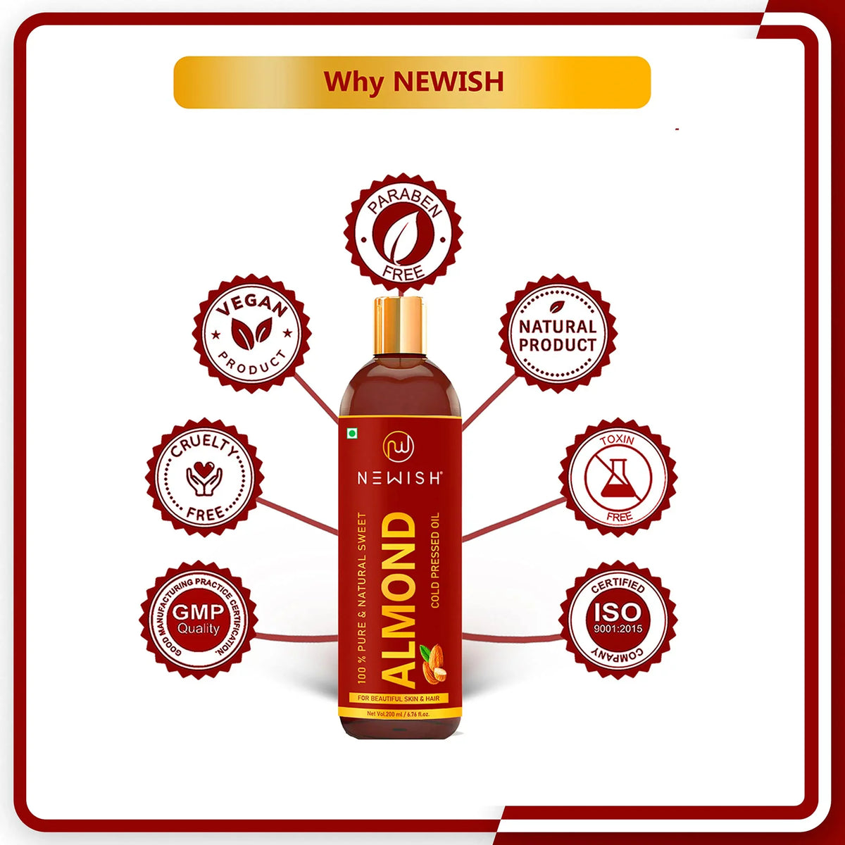 Badam Oil Of And 100% Unrefined Pressed 1) Hair, (Pack Body Rogan | Pure Sweet Almond Cold Newish® For & Oil 200Ml Natural Skin,