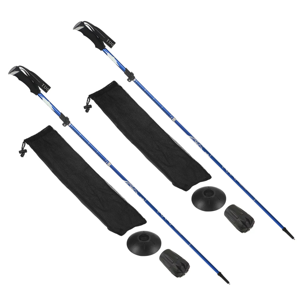 Trekking Pack Collapsible Mud 2 Poles, Blue with Uxcell Pole Hiking 51 Basket, Dark Inch