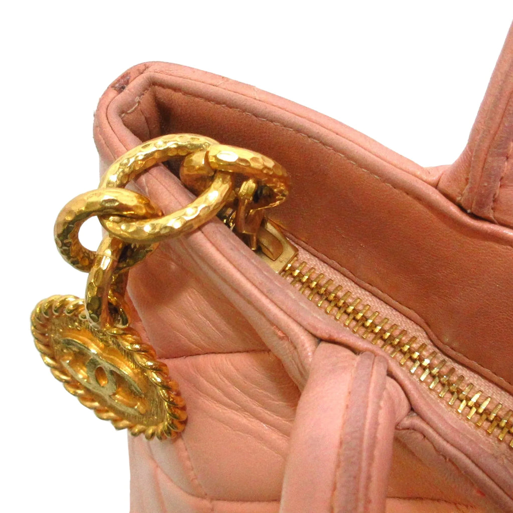 Orange Lambskin Bag Medallion Tote Tote Women Authenticated (Good) Leather Pre-Owned