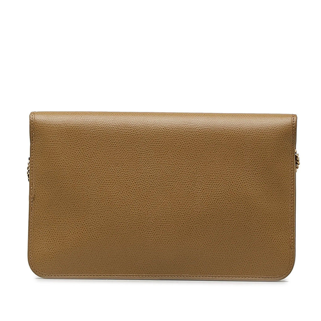 Authenticated Bag Crossbody Crossbody Calf (Good) Dior Brown Pre-Owned Unisex Leather Chain
