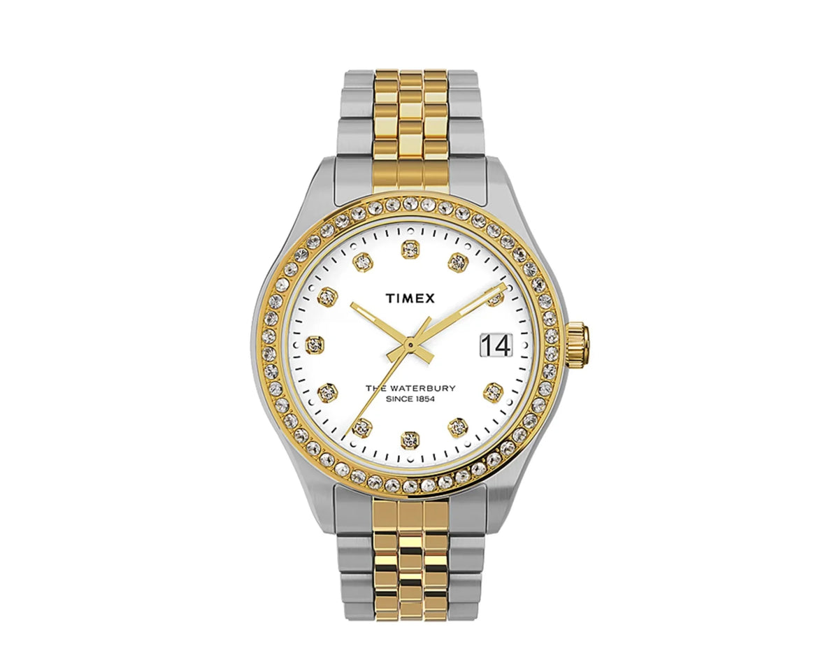 Women's Watch Steel Swarovski� with Timex Bracelet Waterbury 34mm Crystals Legacy Stainless