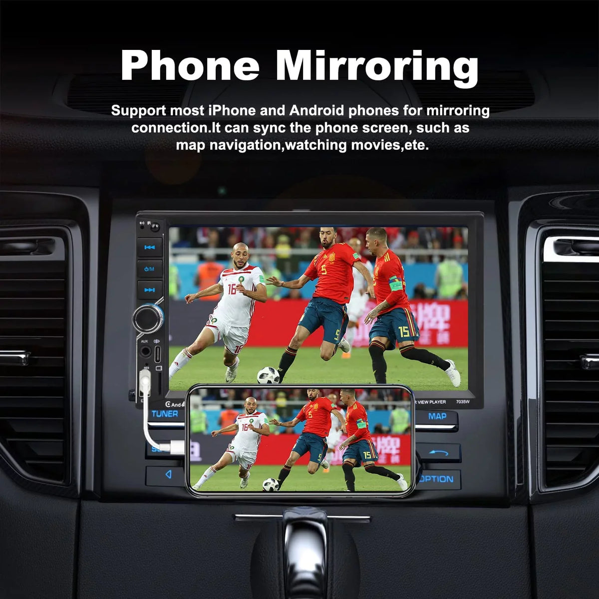 USB,7" FM Voice Din Radio Wireless Camera,Bluetooth Auto,Type-C Receiver Stereo,Compatible CarPlay/Android DSP Double Link,Backup Car with Mic Audio Touchscreen,Mirror Control,External Alondy AUX SD