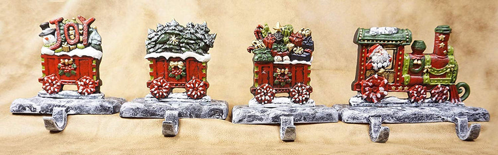 Train LuLu Train Approx 7 Hooks, 3 Decor, 5 Strong Stocking 2D) (Combo Each Heavy Rail Engine lb carts, 2D with Sturdy Holders, Beautiful & 100% Christmas Cast Weighs Hooks, Stocking Iron