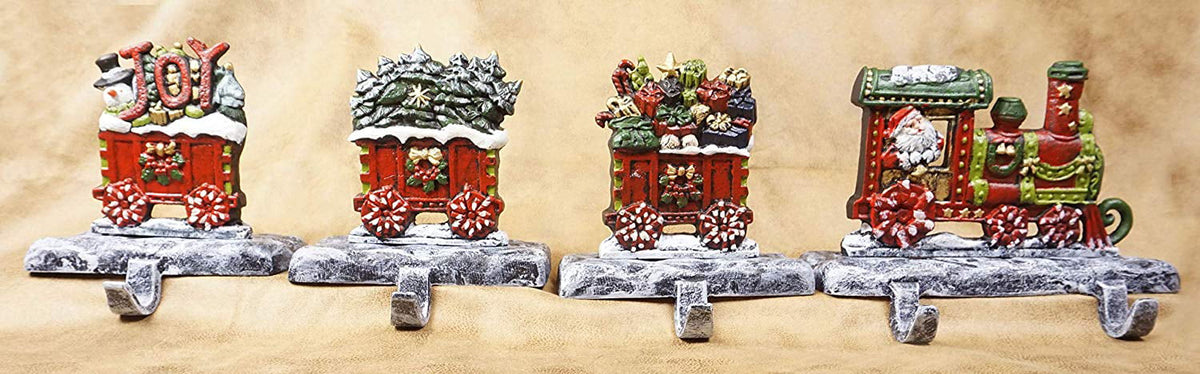 Train LuLu Train Approx 7 Hooks, 3 Decor, 5 Strong Stocking 2D) (Combo Each Heavy Rail Engine lb carts, 2D with Sturdy Holders, Beautiful & 100% Christmas Cast Weighs Hooks, Stocking Iron