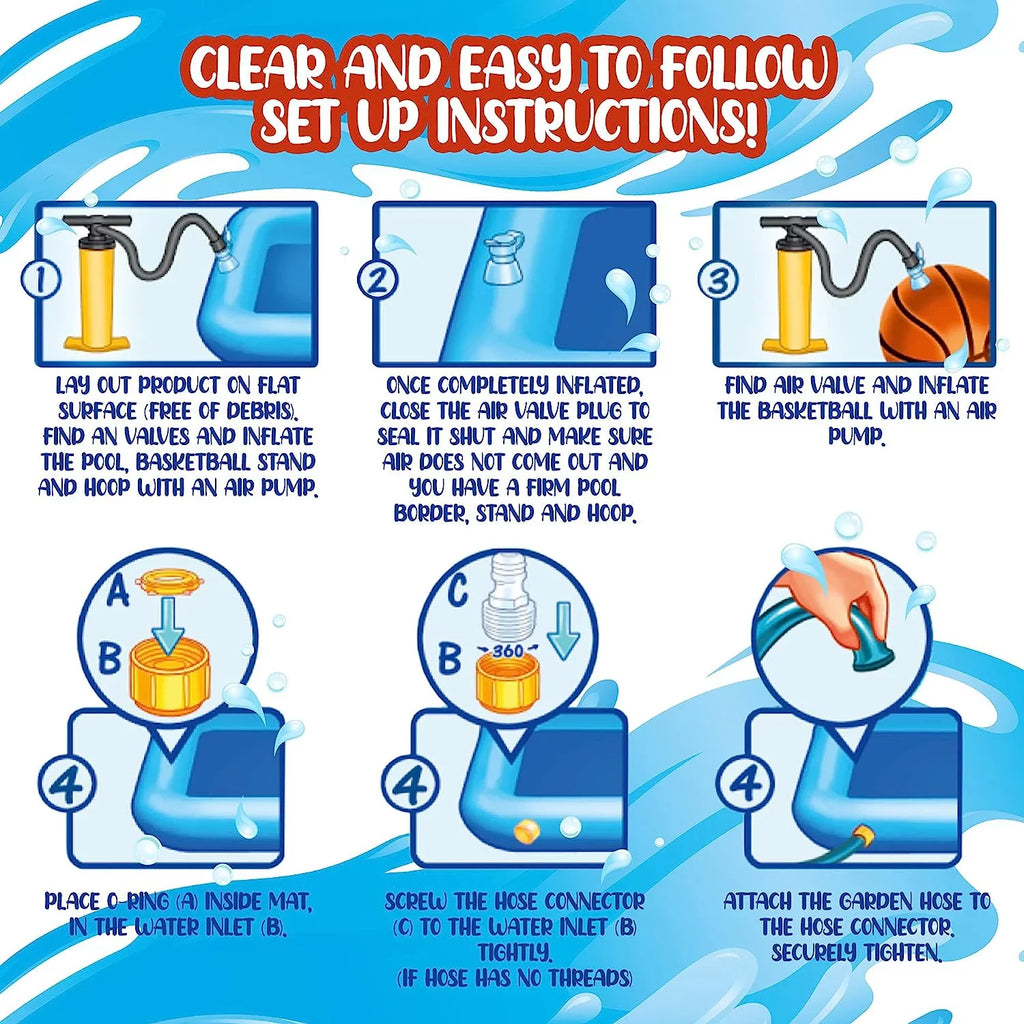Kids Pad Hoop Basketballs Pad Kids Pool liquid And Inflatable Toys And 82-inch. - Sprinkler Splash Splash With For System, - Summer 2