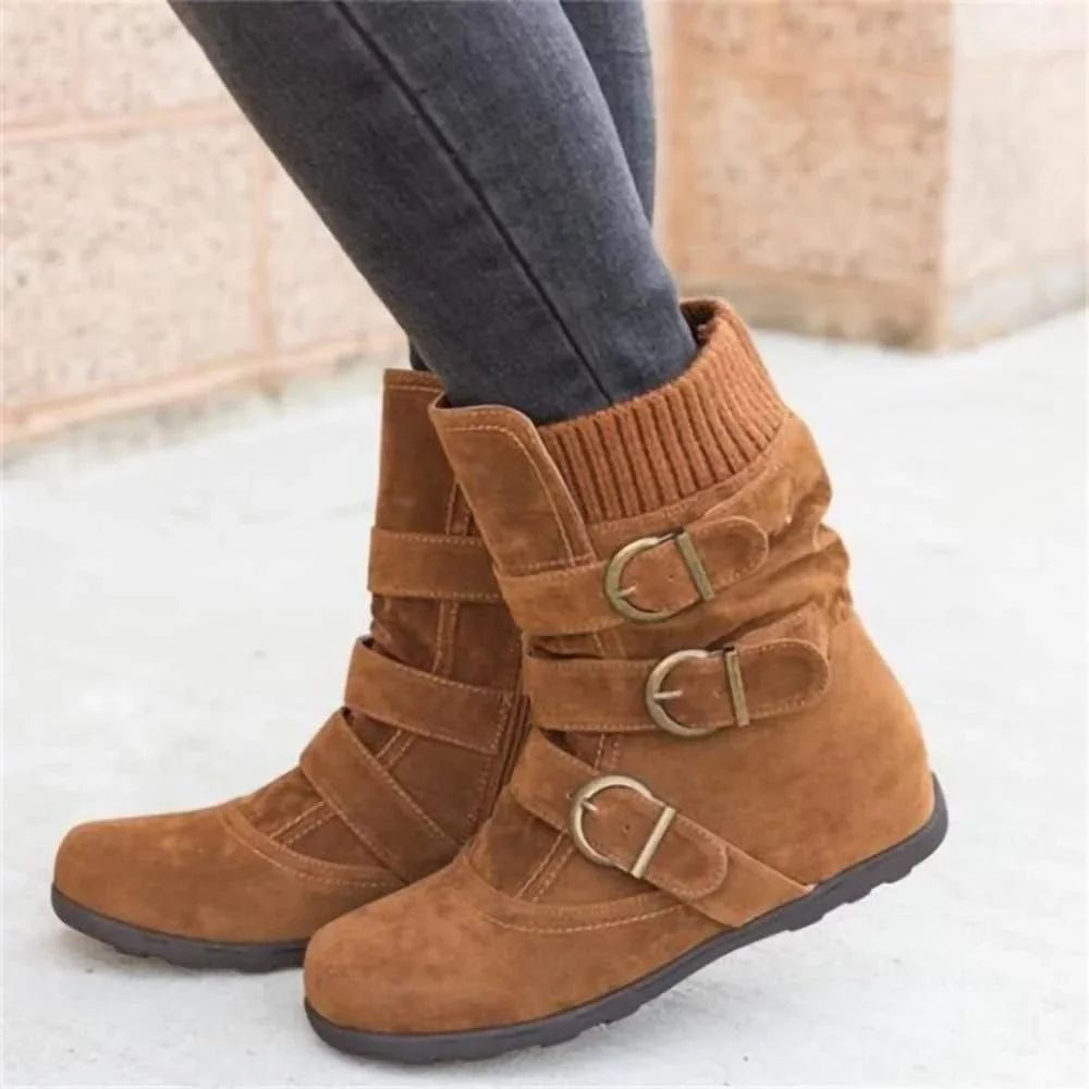 Shoes dimension Women Plus Classic Casual exterior Women Boots Winter Warm Flat Booties Snow Plush Boots Ladies Autumn