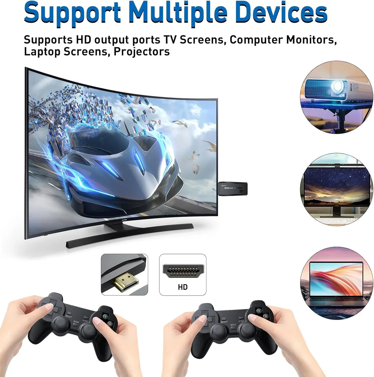 Play Preloaded S2 Game and for Wireless Console Gamepads(64G) Emulators,Plug Retro Games Games,9 Nostalgia Retro 12000+ S2 Video - TV,Emulator Stick HD Port,2 Stick Support Classic 4K