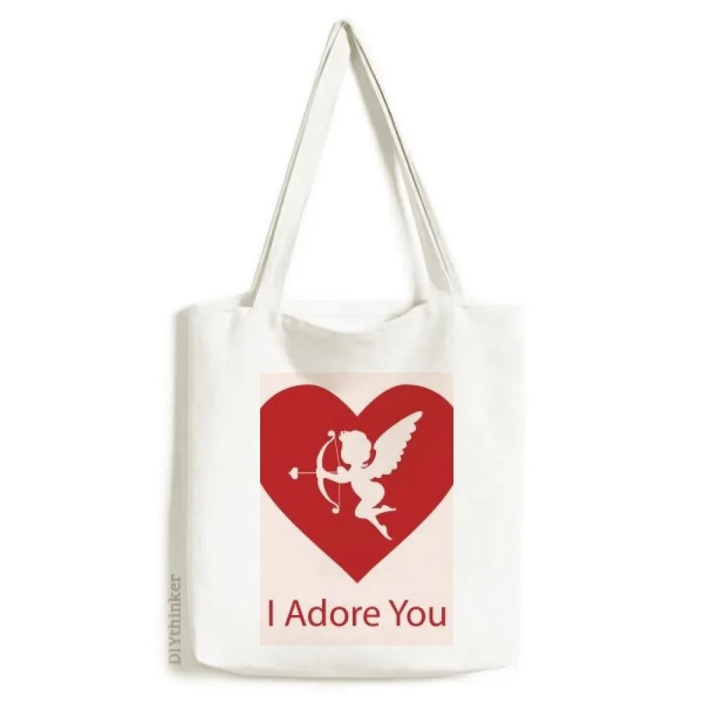 Casual Handbag I Valentine's Adore You Day Satchel Tote Canvas Bag Red Shopping