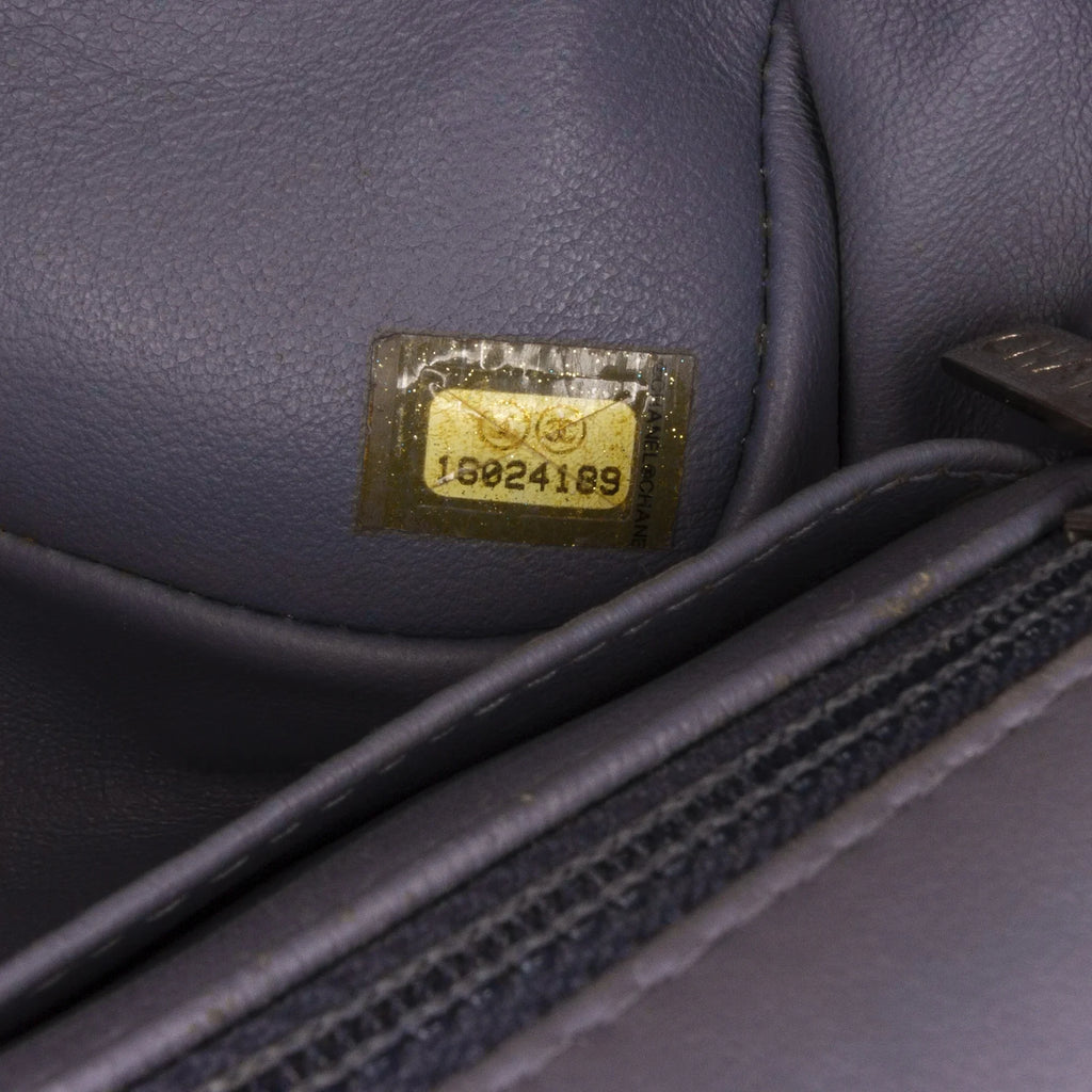 Crossbody Lambskin Single Mini Unisex Leather Pre-Owned Classic (Fair) Bag Flap Rectangular Authenticated Gray