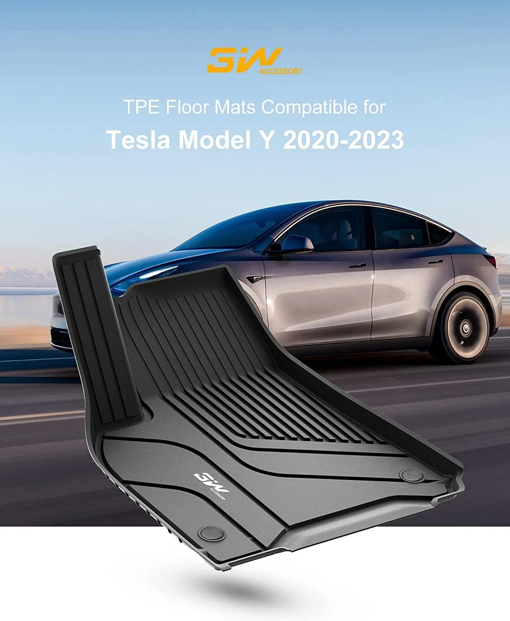 Tesla Floor climate Liner 2020-2023 Floor Fit for Tesla Mats Y & TPE Mats Cargo Y Trunk Liner 1st&2nd Car All Black and Row Model Custom for 3W