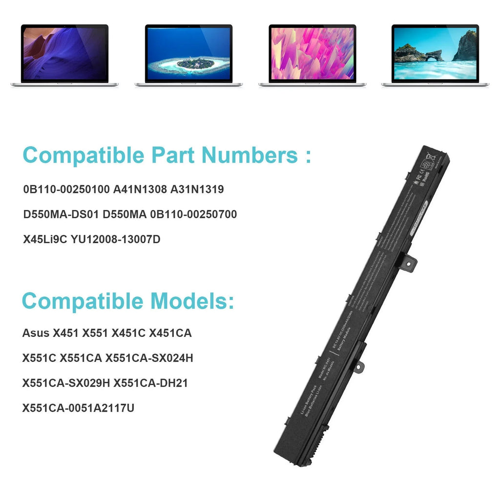 Battery X551MA X551 A41N1308 X551M D550 A31N1319 X551C 14.8V Asus for X551CA