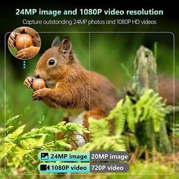 Solar IP66 Game Hunting Camera Rechargeable HD Vision Wildlife Trail 24MP Night