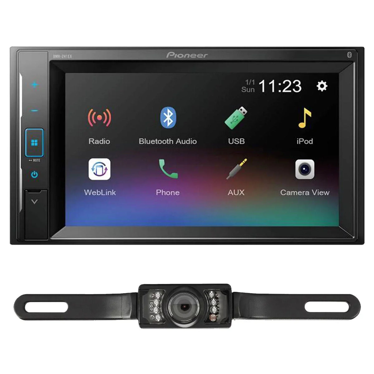 License Receiver Pioneer License + Digital CameraPioneer Touchscreen Touchscreen with DMH-241EX Media Bluetooth with Backup Camera Plate Plate Receiver Digital Backup Bluetooth + Media DMH-241EX