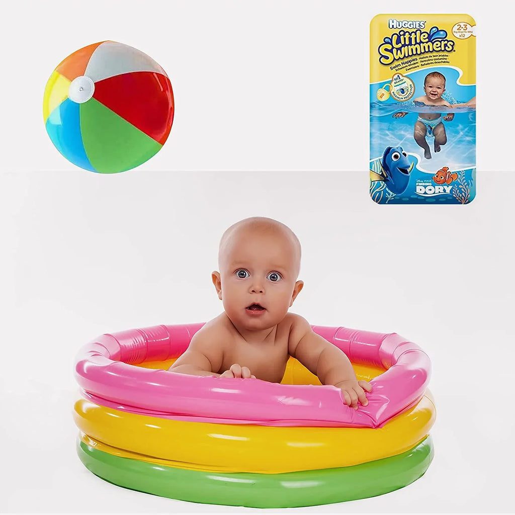 12-Count inch Swimmers Ball Bonus Little Swim Disposable Inflatable 5 - 7lb-18lb., Pool X-Small Diapers,