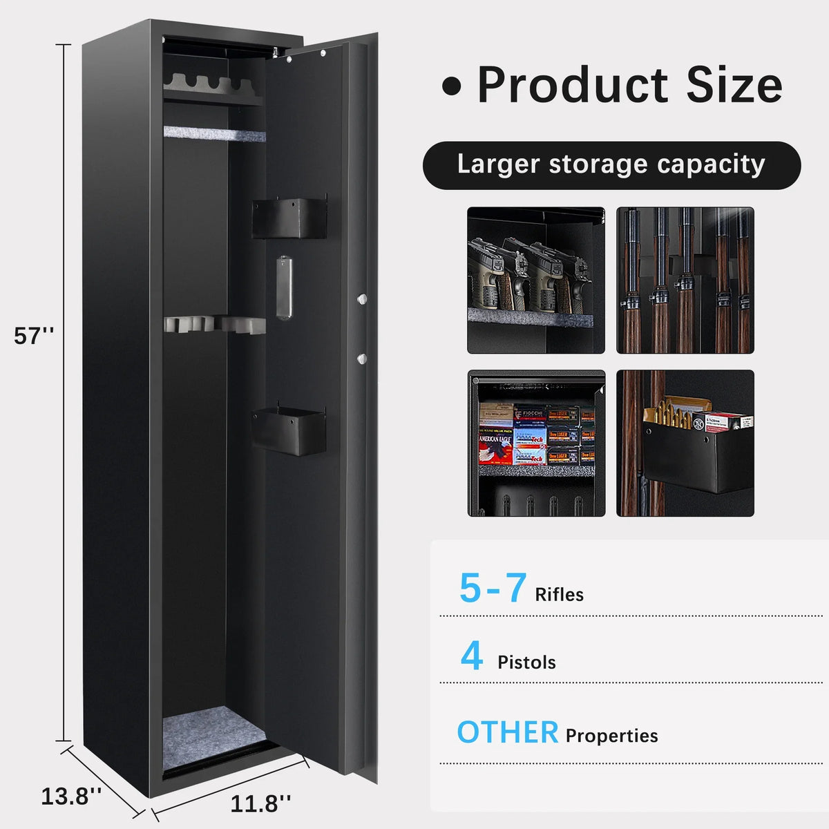 Shotgun 5-7 Rifle, Lock, and Gun Quick Design Safes: Removable Shelf, Bullet Access Password Thickened Cabinet, with Security SULIVES Rack