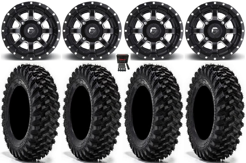 Teryx Sticky XT Fuel Black Tires 30" Maverick Kawasaki 15" Warrior Mule Wheels