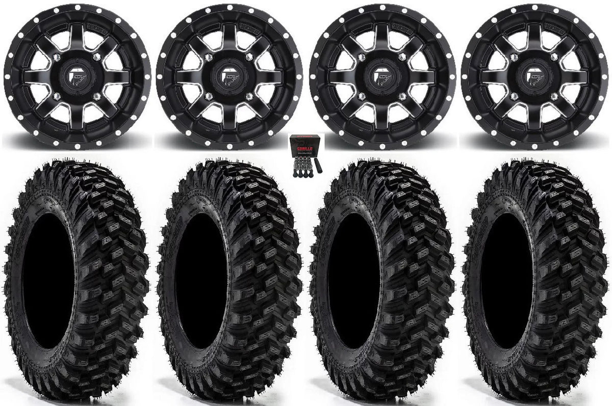 Teryx Sticky XT Fuel Black Tires 30" Maverick Kawasaki 15" Warrior Mule Wheels