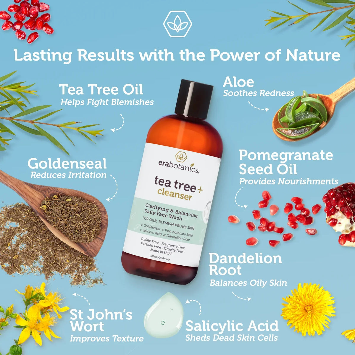 Body and Oil Face Era Cleanser Tea Wash Tree 8oz Organics
