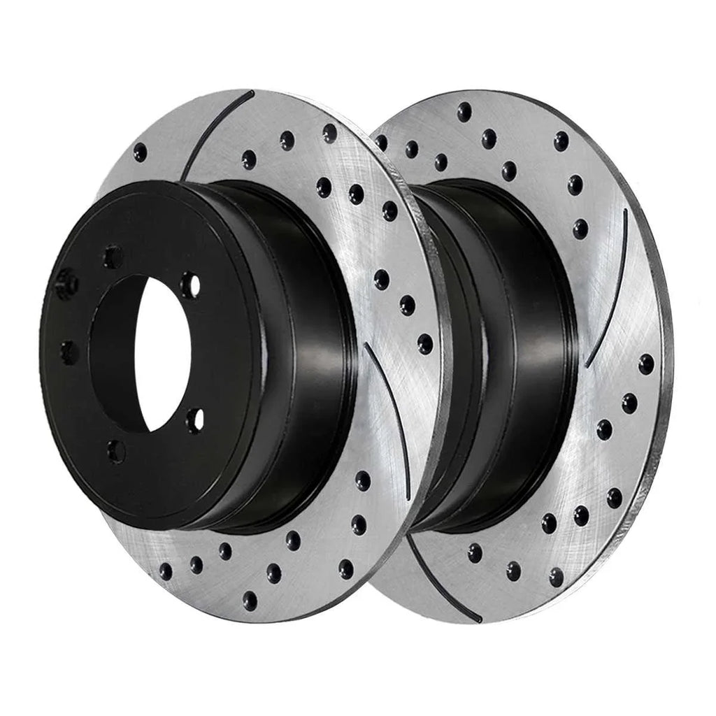 Mitsubishi V6 and Rear Patriot 2 Rotors Black Driver Passenger Avenger Sebring Chrysler Pair 200 FWD Brake of Caliber Side Jeep Compass Dodge PR63038LR Replacement for Drilled AutoShack Lancer Slotted